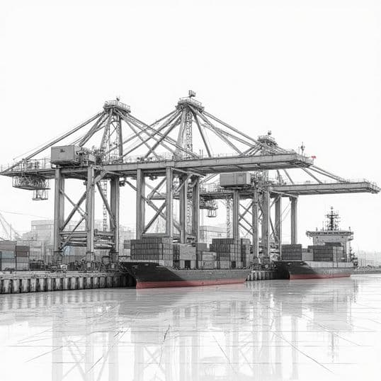 Gantry cranes working two container vessels