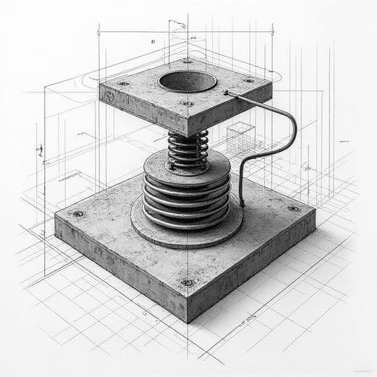 A drawing of a sprung machine mount