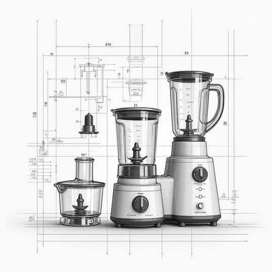 A drawing of a blender range