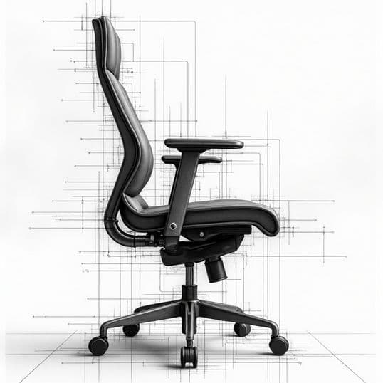 A drawing of an office chair