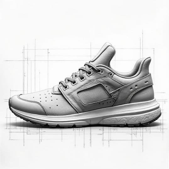A drawing of a sports shoe