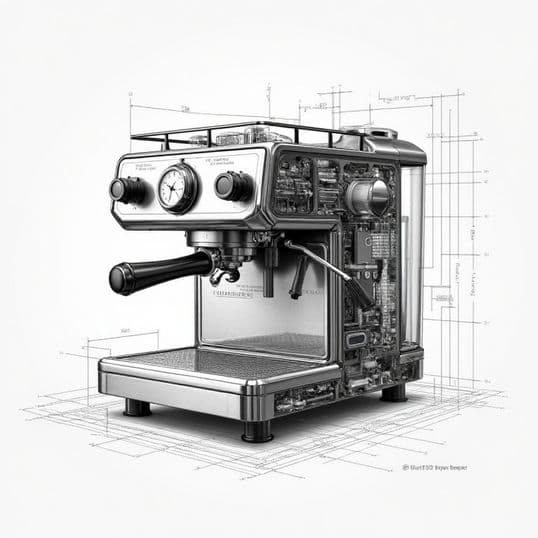 A drawing of an espresso machine